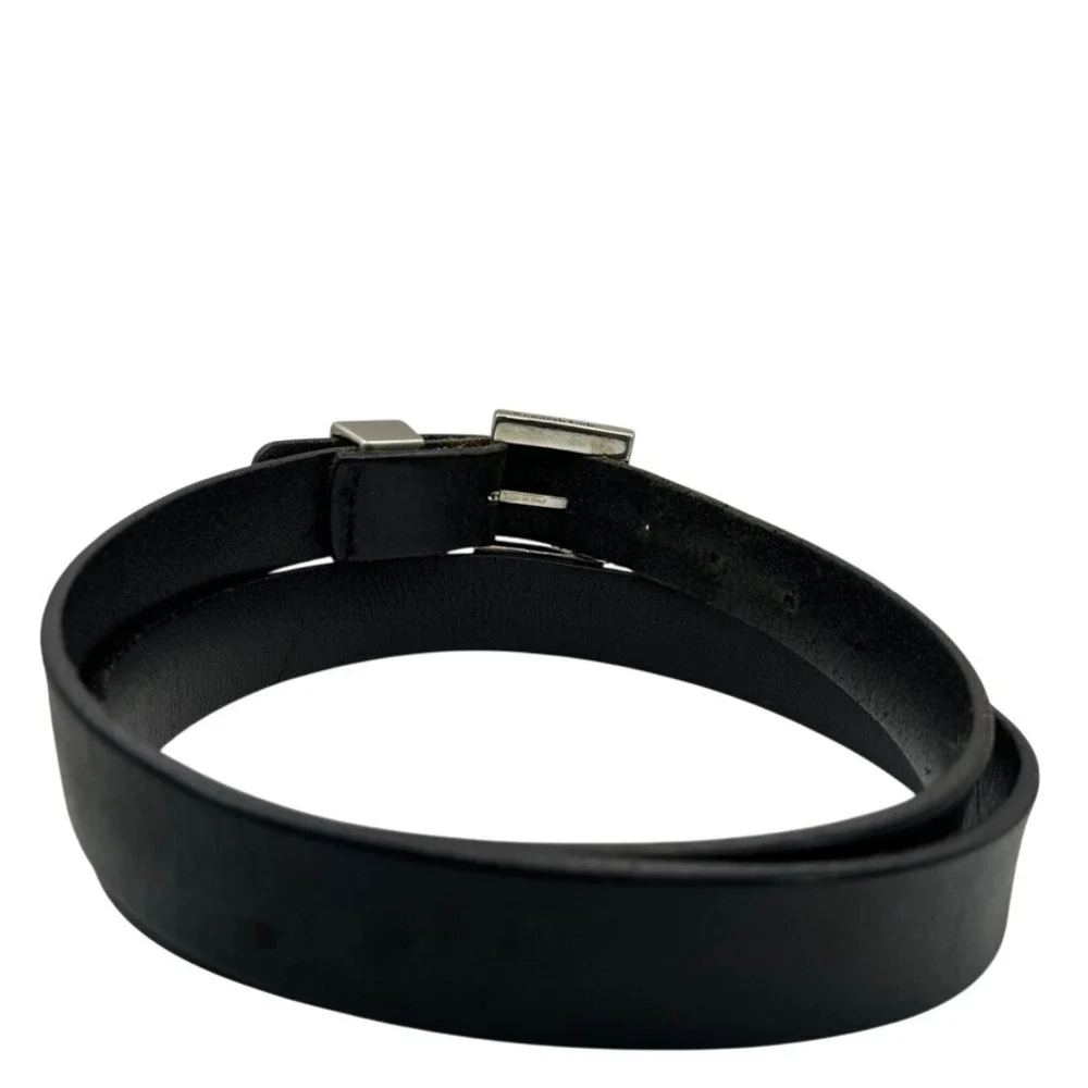 Kenneth Cole Mens Black Leather Belt Made in Italy Silver Buckle Size 40 42